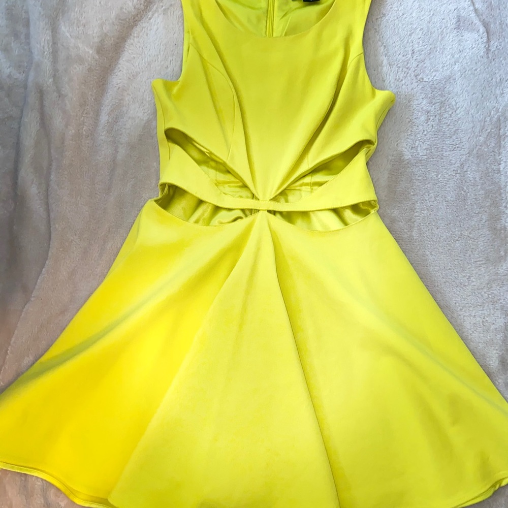 Marciano neon yellow dress with cut out front